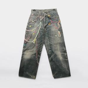 아크네 25SS 체인 프린트 백로고 데님 남성 팬츠 BK0676 863