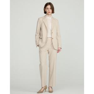 닥스 여성 25SS 베이지 트윌 조직 울혼방 일자핏 뒷밴딩 슬랙스 팬츠 DLPA5B209I2