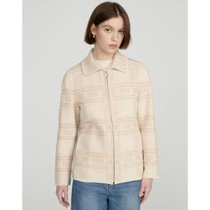 닥스 여성 25SS 베이지 자카드 체크 면혼방 집업 가디건 DLSW5A101I2