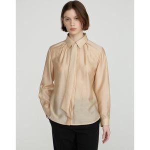 닥스 여성 25SS 탈착 스카프 베이지 새틴 타이넥 긴소매블라우스 DLBL5B201I2