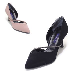 [세라] 구두 여성화 큐빅 라인 인사이드오픈 실크 펌프스 S21