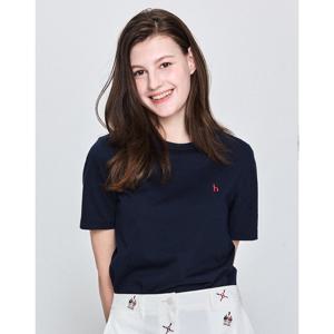 헤지스 여성  에센셜 면혼방 반소매 티셔츠 네이비 HSTS5B303N2