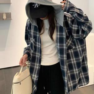 [드넬]티키후드체크셔츠DWB52008A