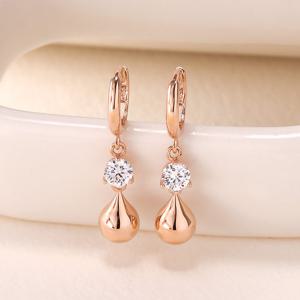 [비앤비골드] 14K 물방울 큐빅볼 딸랑이 원터치 귀걸이 한쌍 PNE40961