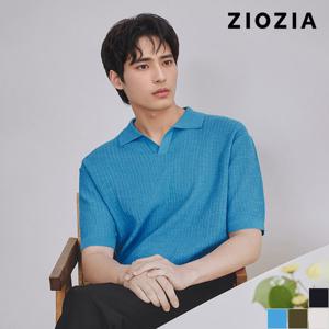 [지오지아] 오픈넥 반팔 카라 니트 (AAD2ET1102)