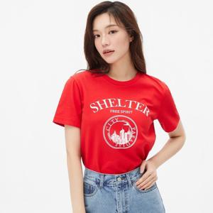 플라스틱아일랜드  (PR7CH361)  BEIGE 실켓터치 시티 프린트 티셔츠