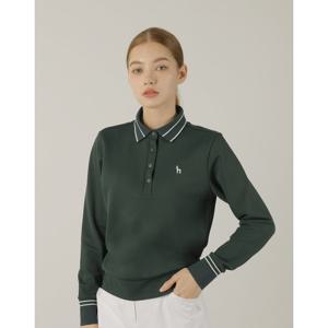 헤지스 골프 여성 25SS 그린 여성 카라 블루종 긴팔 티셔츠 HWTS5A213E3