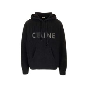 셀린느 모노크로믹 울 니트 후드티셔츠 블랙 남성 RY01K0ZPY 38NO