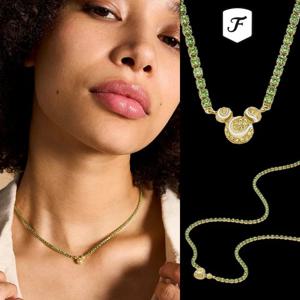 파슬 Fossil JFC04762710 여자 남자 디즈니 콜라보 미키 마우스 크리스탈 목걸이