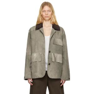 25 FW 스텔라 매카트니 여성 그레이 코듀로이 칼라 에이지 재킷 251471F063000