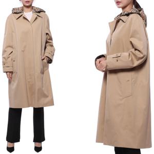 [버버리] 23FW 여성 체크 후드 개버딘 카 코트 (8072677 HONEY 23F)