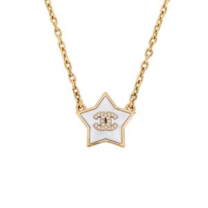 [엘러브] 샤넬 24C 스타 CC로고 네크리스 화이트 금장 5ET0492