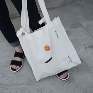 학생가방 심플 자수 보조가방 에코백 캔버스 숄더백