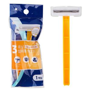일회용 3중날 면도기 1개 윤활밴드 날 클래식 휴대용