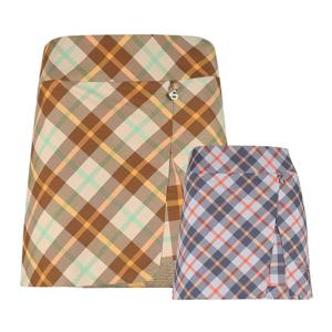 럭스골프 여성 랩 슬릿 사선 체크 큐롯 스커트 YD25S102W