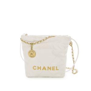 [엘러브] 샤넬 22백 미니 화이트 빈티지금장 유광카프 5ET0029