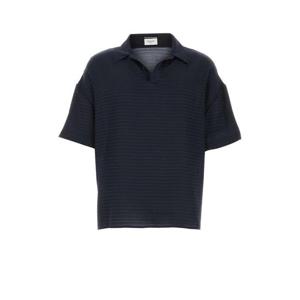 생로랑 남성 네이비 오버사이즈 실크 폴로 반팔니트 814801Y2G62 4102