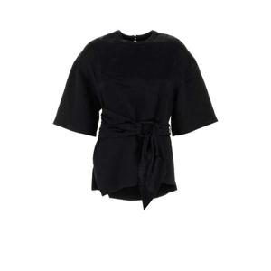 나누슈카 여성 블랙 Satin 새틴 반팔 티셔츠 NW24FWTP34500 BLACK