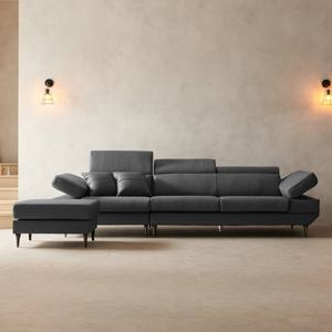 라자가구 비바 소토 천연면피 통가죽 4인 소파 + 스툴 LSI025