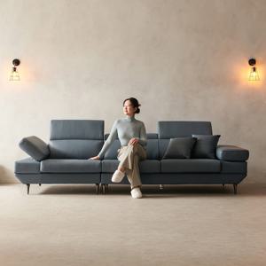 라자가구 비바 소토 천연면피 통가죽 3.5인 소파 LSI021