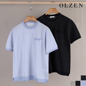 [올젠] 투톤 라운드 반팔 니트 (ZPD2ER1802)