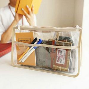 더블포켓 지퍼 미니 토트백 데일리 투명손가방 파우치