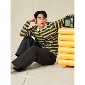 [신상40%OFF][빈폴멘] 스트라이프 칼라넥 티셔츠 그레이 (BC5241C163)