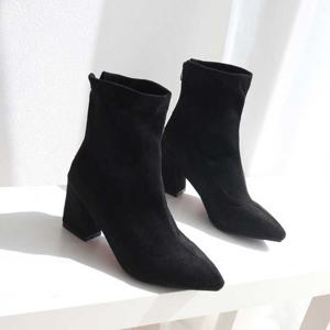 여성 검정색 뷰티 스웨이드 앵글 부츠 빅사이즈 패션