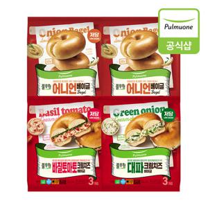[풀무원] 베이글 어니언 2개+대파크림치즈1개+바질토마토크림치즈1개 (총4개)
