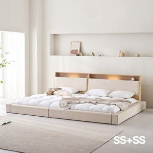 아씨방가구 제로업 LED수납헤드 가죽 오픈형 패밀리침대 SS+SS 독립