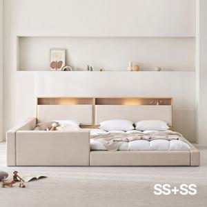아씨방가구 제로업 LED수납헤드 가죽 세이프 패밀리침대 SS+SS 본넬