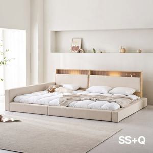 아씨방가구 제로업 LED수납헤드 가죽 밸런스 패밀리침대 SS+Q 본넬