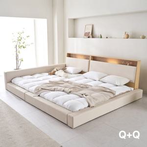 아씨방가구 제로업 LED수납헤드 가죽 밸런스 패밀리침대 Q+Q 독립