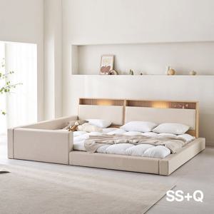 아씨방가구 제로업 LED수납헤드 가죽 세이프 패밀리침대 SS+Q 독립