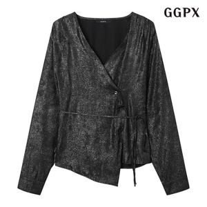 [GGPX]글로시 셔링 랩 블라우스(GPABA007D)