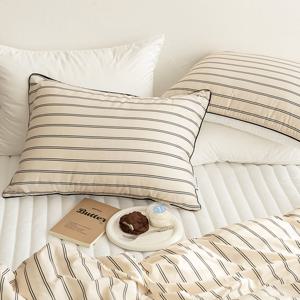 아토앤알로 2개 1세트 뉴트럴 스트라이프 먼지없는 양면 베개커버 50x70