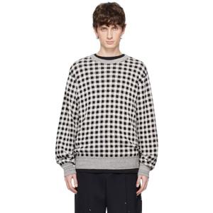 25 FW 타카히로미야시타 더솔로이스트 남성 그레이   오프 화이트 레귤러 핏 자카드 크루넥 스웨터 251970M201002