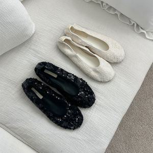 여성 2컬러 베이직 스팽글 플랫 단화 RJ-am9062