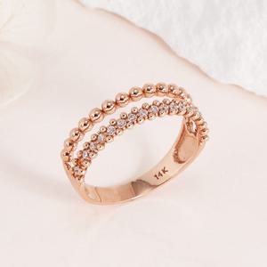 [비앤비골드] 14K 큐빅 이중 캔디볼 두줄 반지 SRS41052