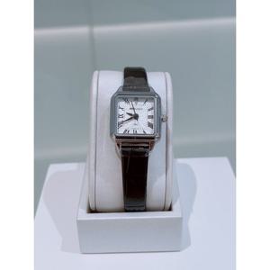 미니골드 여성 다이아 스퀘어 블랙 가죽시계(실버프레임) WSB020LWBK