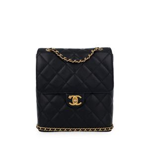 [엘러브] 샤넬 23K 까멜리아장식 체인 스퀘어 백팩 블랙 5ET0538