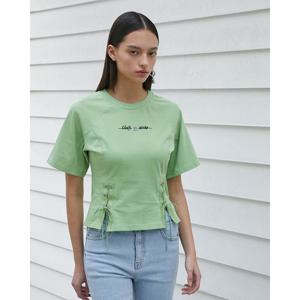 [에고이스트]레이스업 포인트 레터링 자수 슬림 티셔츠 (EQ2CH460)