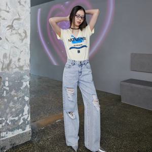 [에고이스트][CAPSULE LINE] 레터링 포인트 V넥 슬림 티셔츠 (EQ2CH666)