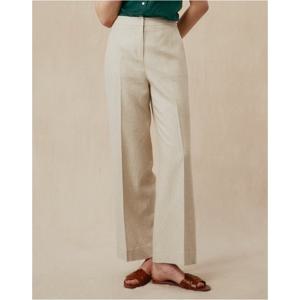 헤지스 여성 25SS SET-UP린넨와이드라이트베이지 밴딩 슬랙스 HSPA5B491I1
