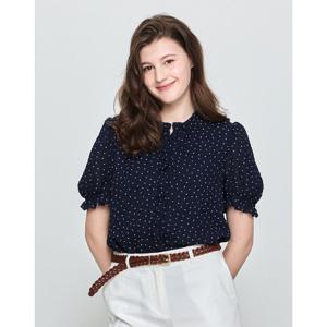 헤지스 여성 25SS 도트 크레이프 블라우스 네이비 HSSH5B502N2