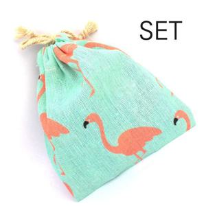 린넨 파우치 홍학 세트