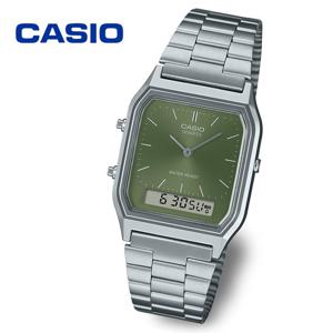 카시오 빈티지 스퀘어 듀얼타임 AQ-230A-3A 공용 메탈 손목시계