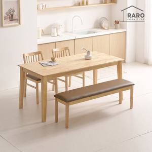 라로퍼니처 디어 1700 고무나무 원목 6인 식탁 세트 (식탁+의자2+벤치1)