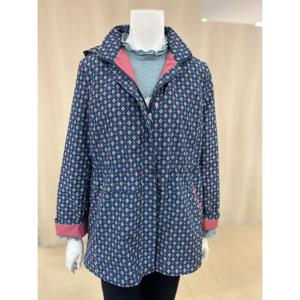 [세리아]블루 패턴 무늬 스트링 후드 점퍼 251306SZ