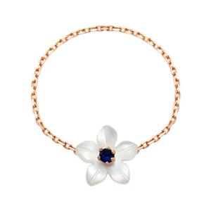 [비앤비골드] 14K 블루메 사파이어 도라지꽃 자개 체인 반지 MNR41037